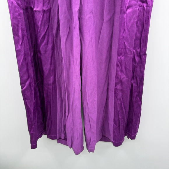 Anthropologie Corey Lynn Calter Two Tone Purple Wide-Leg Satin Pants Sz S - Picture 5 of 15
